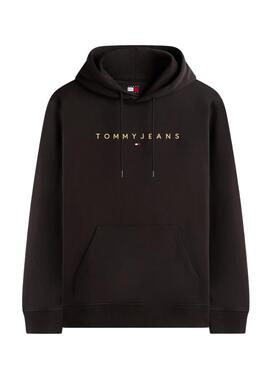 Sudadera Tommy Jeans Linear Logo negro para hombre