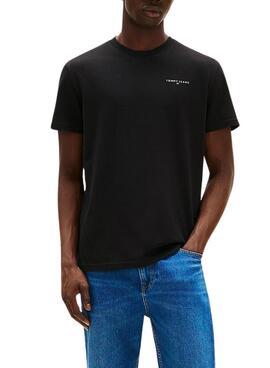 Camiseta Tommy Jeans Linear Chest negro para hombre