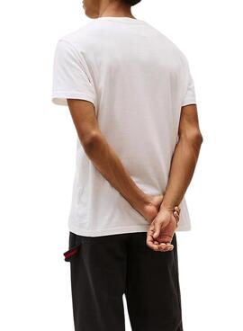 Camiseta Tommy Jeans Linear Chest blanco para hombre