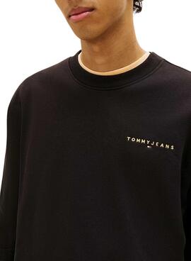 Sudadera Tommy Jeans Linear Chest negro para hombre