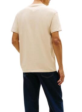 Camiseta Tommy Jeans Big Flag beige para hombre