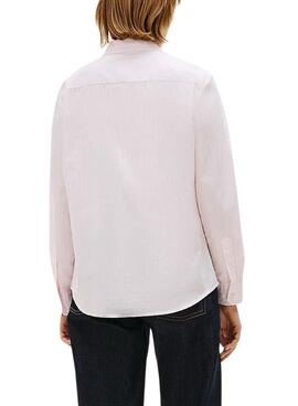 Camisa Tommy Jeans Poplin rayas rosa y blanco para mujer