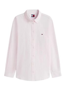 Camisa Tommy Jeans Poplin rayas rosa y blanco para mujer