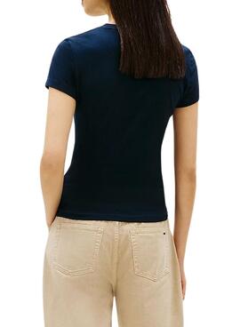 Camiseta Tommy Jeans Slim Logo azul para mujer