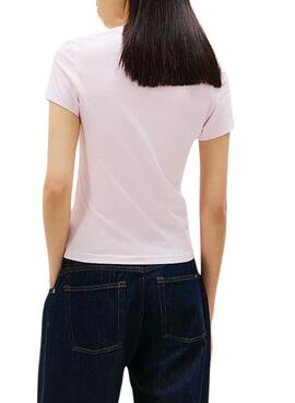 Camiseta Tommy Jeans Slim Logo rosa para mujer