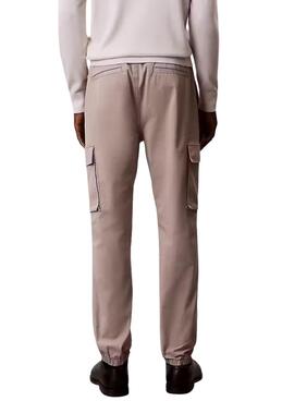 Pantalones cargo Calvin Klein Jeans Elastic Twill vintage caqui para hombre