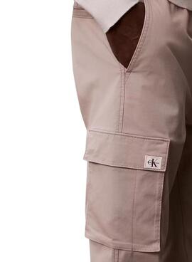 Pantalones cargo Calvin Klein Jeans Elastic Twill vintage caqui para hombre