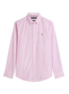 Camisa Tommy Hilfiger rosa y blanco rayas para hombre