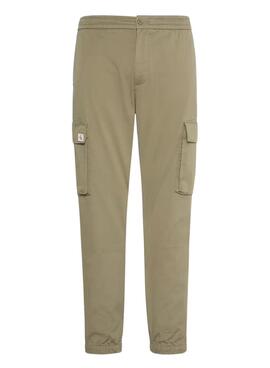 Pantalones cargo Calvin Klein Jeans Elastic Twill vintage verde para hombre
