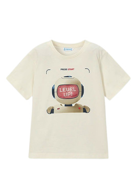 Camiseta Mayoral Robot beige para niño