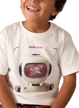 Camiseta Mayoral Robot beige para niño