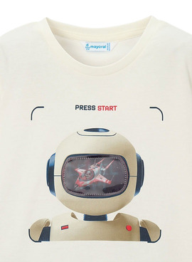 Camiseta Mayoral Robot beige para niño