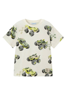 Camiseta Mayoral coches blanco para niño