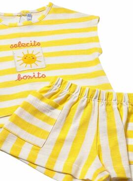 Conjunto Mayoral Sol amarillo y blanco rayas para bebé