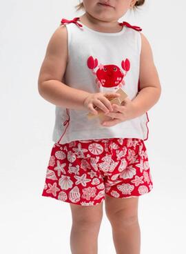 Conjunto Mayoral canrejo rojo y blanco para bebé