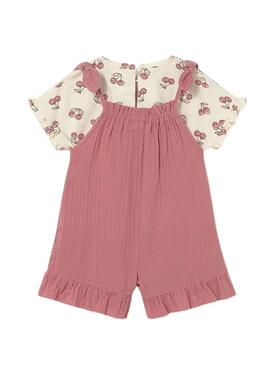 Conjunto Mayoral peto y camiseta rosa para bebé