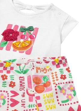 Conjunto Mayoral tres piezas frutas rosa para bebé