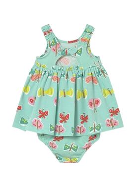 Vestido Mayoral mariposas azul turquesa para bebé