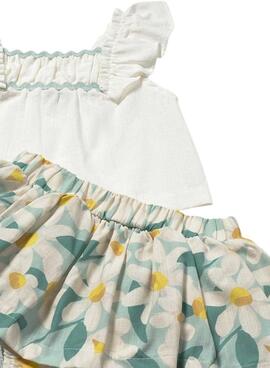Conjunto Mayoral blusa y falda flores azul para bebé