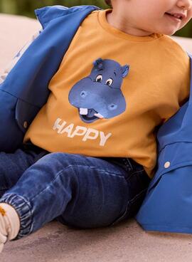 Sudadera Mayoral Happy Hipo naranja para bebé