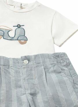 Conjunto Mayoral moto blanco y azul para bebé