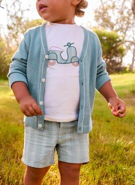 Conjunto Mayoral moto blanco y azul para bebé