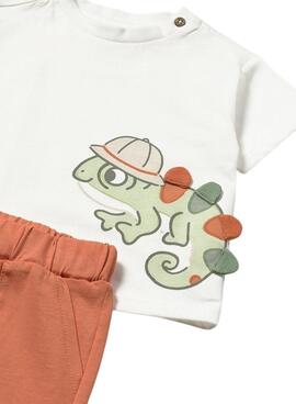 Conjunto Mayoral Camaleón blanco y naranja para bebé