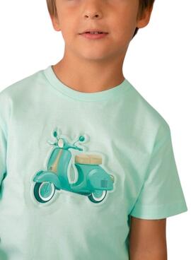 Camiseta Mayoral Vespa turquesa para niño