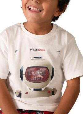 Camiseta Mayoral Robot beige para niño