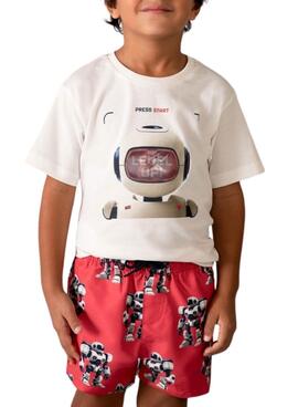 Camiseta Mayoral Robot beige para niño
