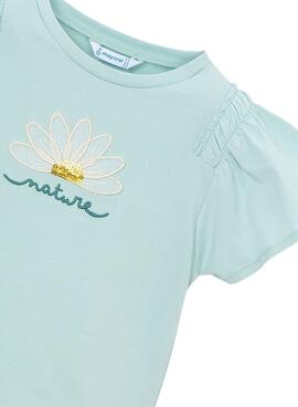 Camiseta Mayoral Nature azul turquesa para niña