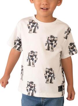 Camiseta Mayoral Robots blanco para niño