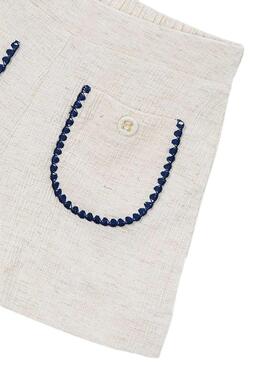 Short Mayoral de lino blanco para niña