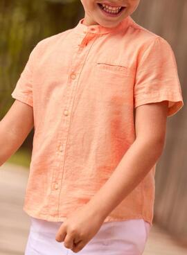 Camisa Mayoral mao lino naranja para niño