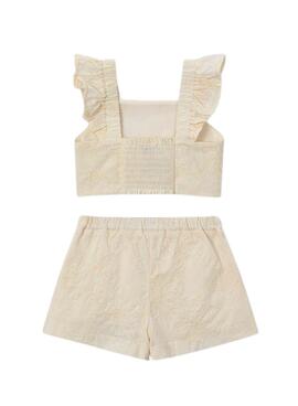 Conjunto Mayoral de top y short beige para niña