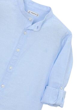 Camisa Mayoral mao lino azul para niño