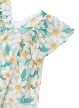 Vestido Mayoral margaritas azul y amarillo para niña