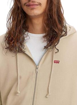 Sudadera Levis Original Zip beige para hombre