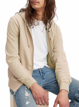 Sudadera Levis Original Zip beige para hombre