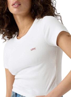 Camiseta Levis acanalada blanco para mujer