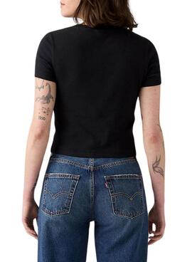 Camiseta Levis acanalada negro para mujer