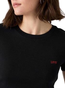 Camiseta Levis acanalada negro para mujer