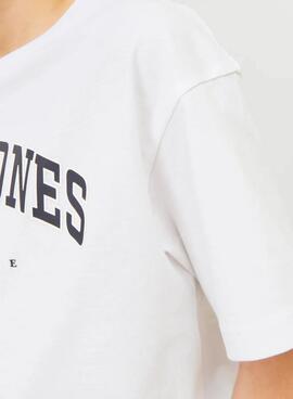 Camiseta Jack and Jones Caleb Varsity blanco niño