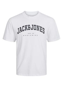 Camiseta Jack and Jones Caleb Varsity blanco niño