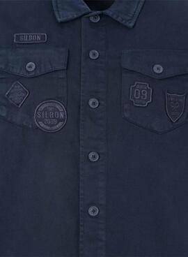 Sobrecamisa Silbon parches azul marino para hombre