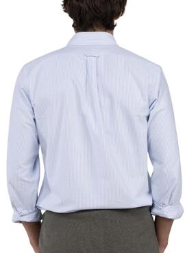 Camisa El Ganso Yale azul y blanco rayas para hombre