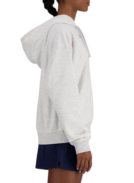 Sudadera New Balance básica con capucha gris para mujer