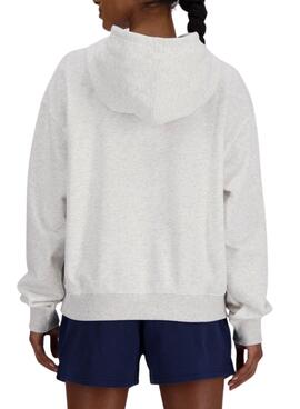 Sudadera New Balance básica con capucha gris para mujer