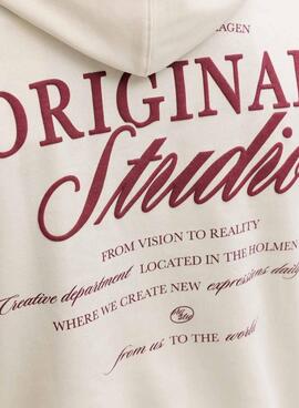 Sudadera Jack and Jones Norrebro beige para hombre