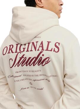Sudadera Jack and Jones Norrebro beige para hombre